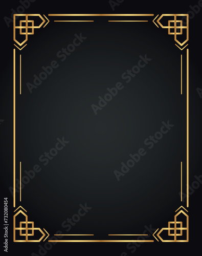 Luxury decorative golden frame. Retro ornamental frame, vintage rectangle ornaments & ornate border. Decorative wedding frames, antique museum image borders. Isolated vector icon