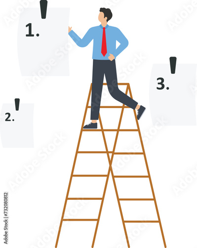 Set work priority, arrange to list which job to do before and after, task management concept
