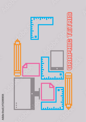 Geometric background. Style Tetris game