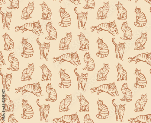 hand drawn cats pattern