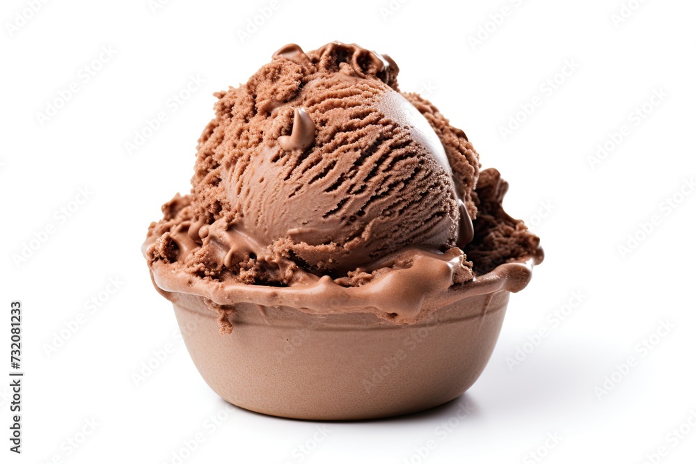 Chocolate ice cream close up isolated on white background Chocolate ice cream close up isolated on white background