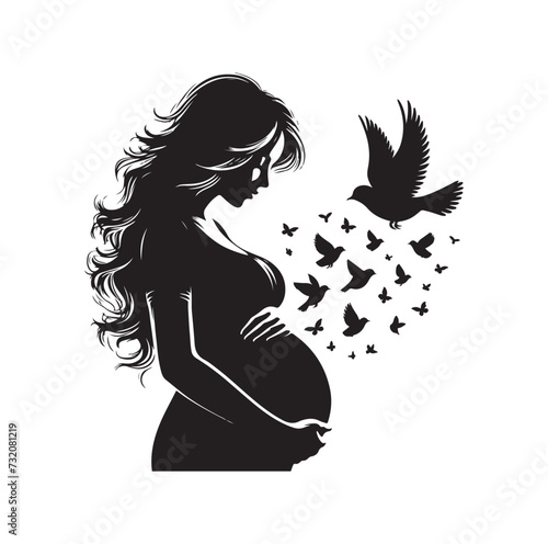 Pregnant woman vector silhouette vector illustration isolated on white background