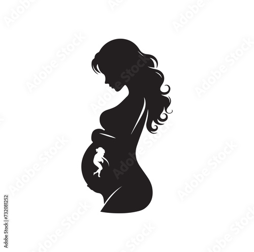 Pregnant woman vector silhouette vector illustration isolated on white background