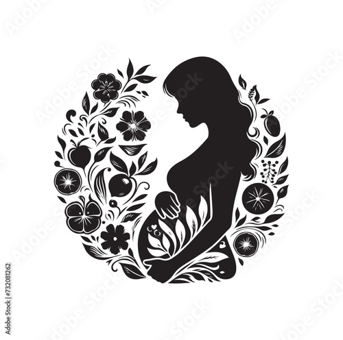 Pregnant woman vector silhouette vector illustration isolated on white background