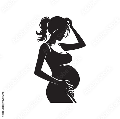 Pregnant woman vector silhouette vector illustration isolated on white background