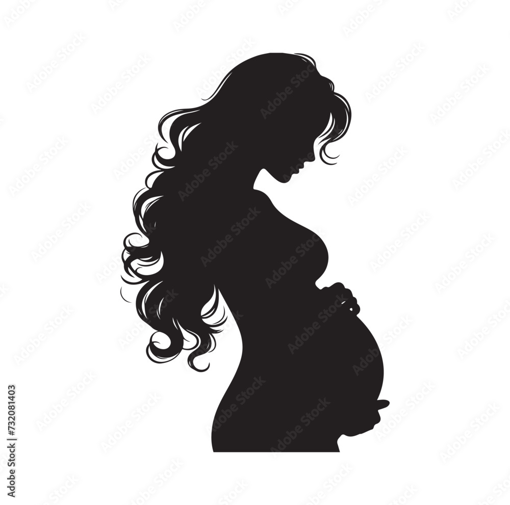 Pregnant woman vector silhouette vector illustration isolated on white background Pregnant woman vector silhouette vector illustration isolated on white background