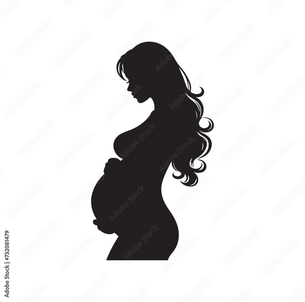 Pregnant woman vector silhouette vector illustration isolated on white background