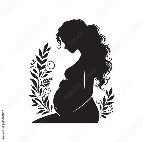 Pregnant woman vector silhouette vector illustration isolated on white background
