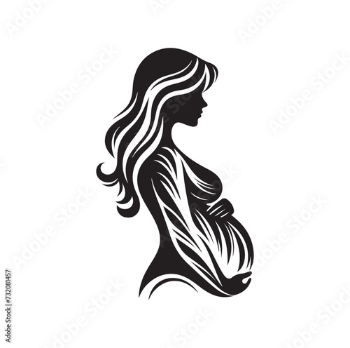 Pregnant woman vector silhouette vector illustration isolated on white background