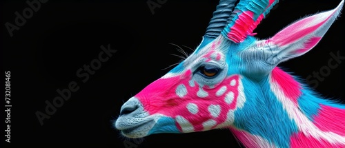 Close-Up of Colorful Animal With Horns