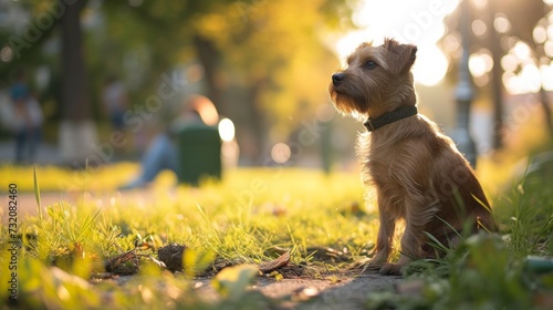 Clean and elegant image advocating for pet waste cleanup to preserve public s...