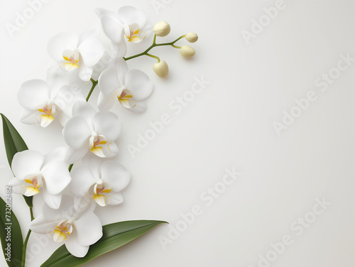 Fleurs sur fond blanc : vision minimaliste d'une orchidée phalaenopsis