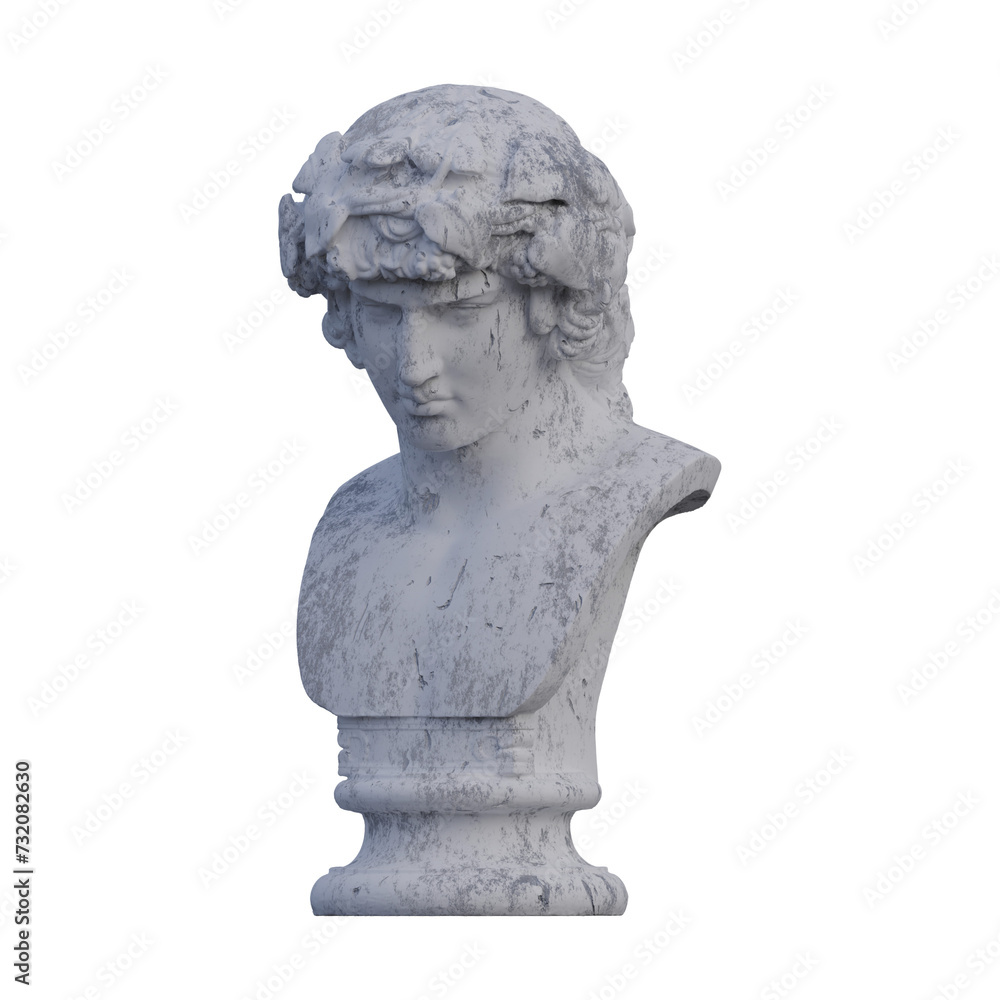 Antinous statue, 3d renders, isolated, perfect for your design Antinous statue, 3d renders, isolated, perfect for your design
