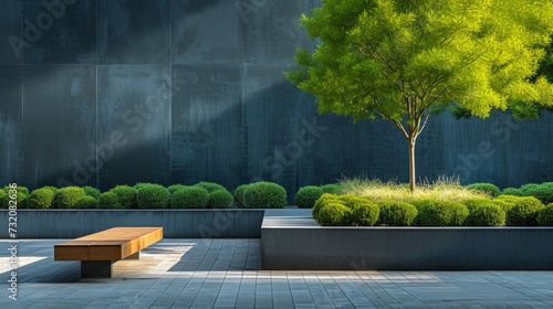 Minimalist photograph highlighting the geometric shapes and modern lines of a...
