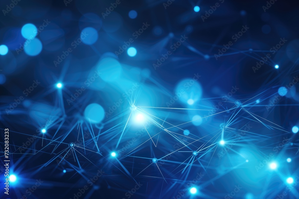Fototapeta premium Blue tech network nodes background