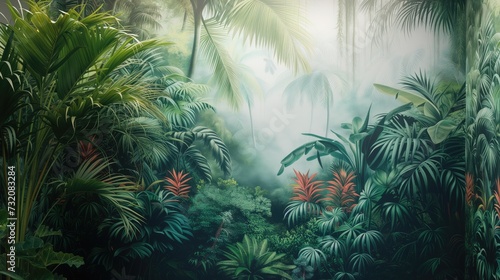 Beautiful jungle  hyper realistic natural