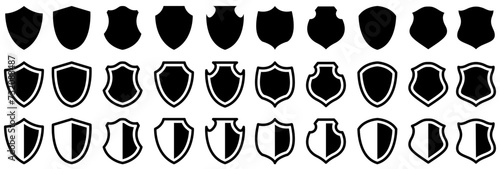 Shield protection icon set in vintage style collection set vector illustration