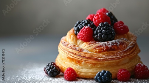 Clean and understated image highlighting the allure of a pastry adorned with ...