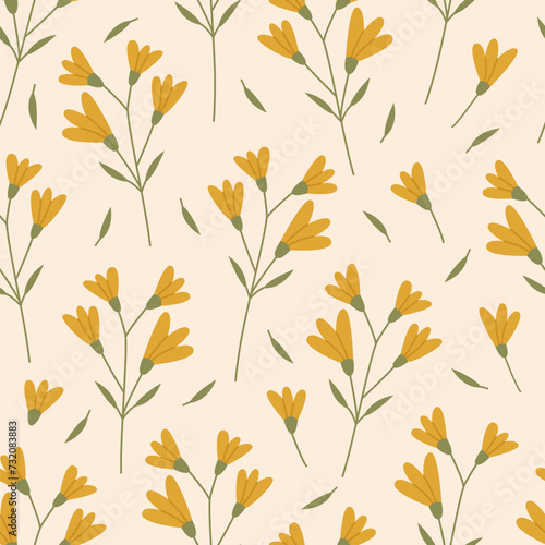 Seamless pattern with yellow flowers