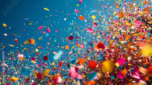 Simple yet captivating backdrop enriched with a burst of colorful confetti, creating a dynamic and festive atmosphere