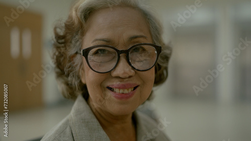 Asian elderly woman smiling in the hospital