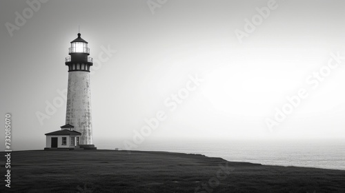 Clean and minimalist composition showcasing the timeless charm of a coastal lighthouse