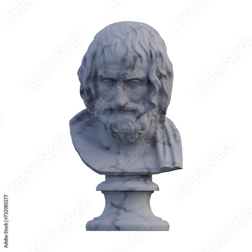 Euripedes statue, 3d renders, isolated, perfect for your design