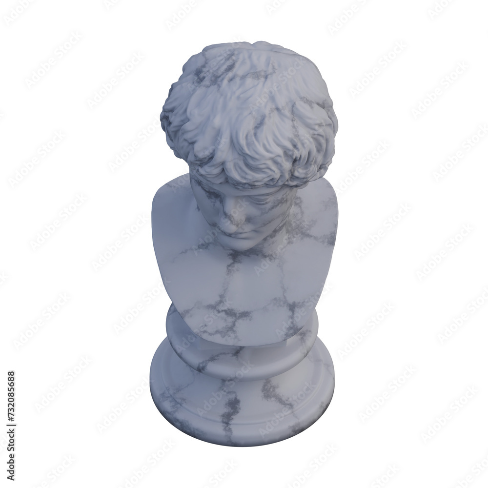 Portrait of a man  statue, 3d renders, isolated, perfect for your design