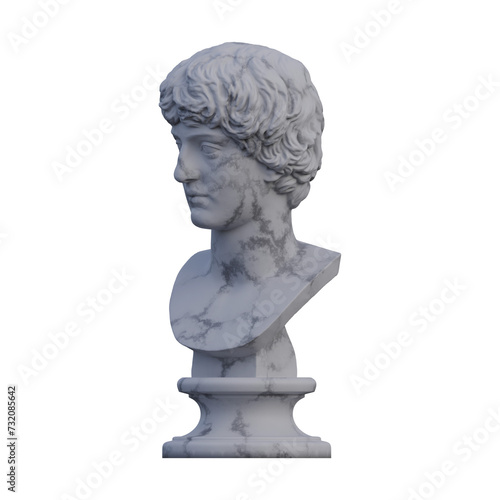 Portrait of a man statue, 3d renders, isolated, perfect for your design