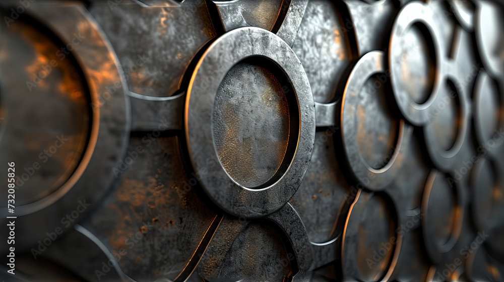 Close-Up of Metal Circles on a Wall
