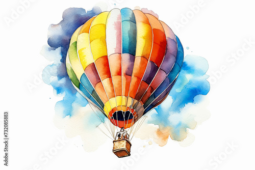 hot air balloon adorned with floral designs  floating gracefully in the sky