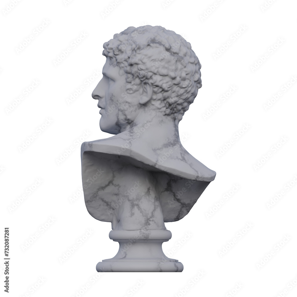 Fototapeta premium Head of a Man statue, 3d renders, isolated, perfect for your design