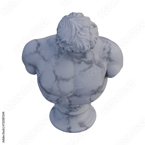 Antinous  statue, 3d renders, isolated, perfect for your design photo