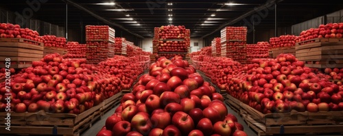 Apples, prepped for shipment, are kept in a refrigerated storage facility. photo