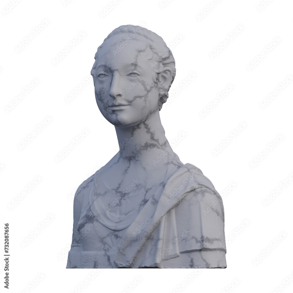 a young girl  statue, 3d renders, isolated, perfect for your design