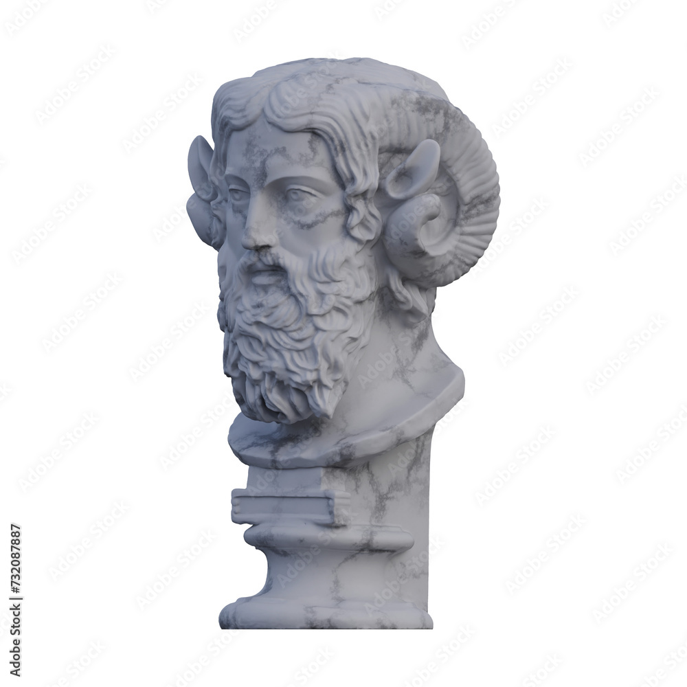 Zeus Ammon statue, 3d renders, isolated, perfect for your design Zeus Ammon statue, 3d renders, isolated, perfect for your design