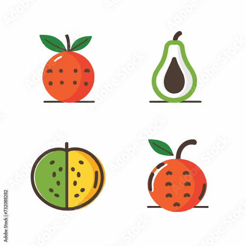 Set of Fruits and Vegetables Icons illustration.