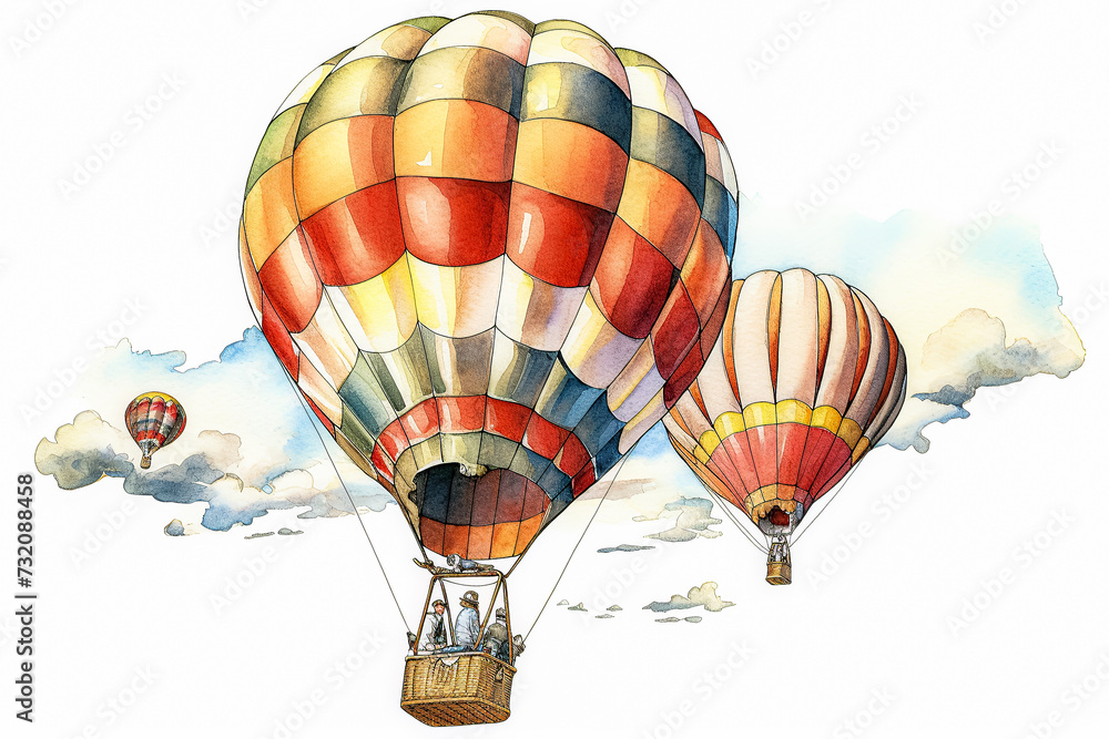 Fototapeta premium hot air balloon adorned with floral designs, floating gracefully in the sky