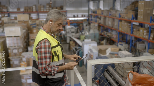 Employee is checking the goods in the warehouse.