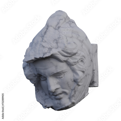 Dying Persian  statue, 3d renders, isolated, perfect for your design