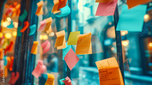 Wall of Messages, Colorful Sticky Notes Representing Voices in Protest, Concept of Communication and Democracy