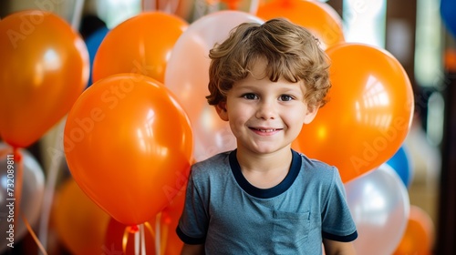 Portrait of an adorable young boy celebrating his birthday party. © vadymstock