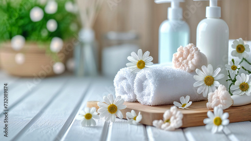 Wellness Spa Concept, Towels and Aromatherapy Treatment, Peaceful Beauty and Health Care Setting