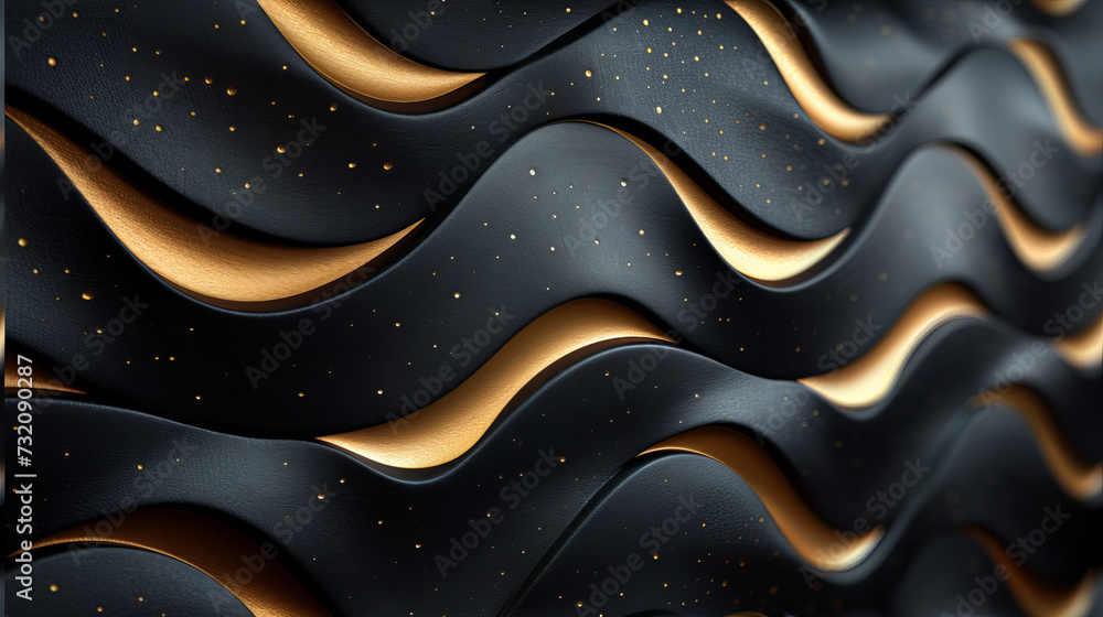Obraz premium Black and Gold Wallpaper With Wavy Design