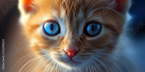Kitten with striking eyes and curious expression