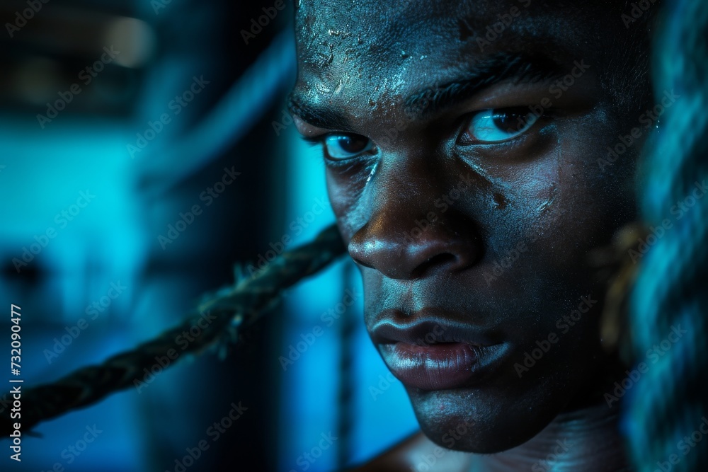 A mysterious man with a braided hair gazes into the dark, his human ...