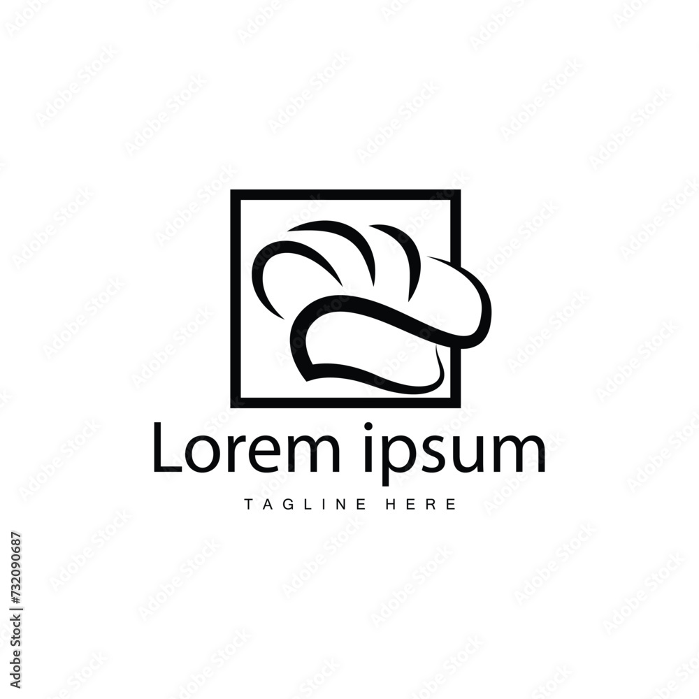 Simple Chef Hat Logo Design, Template Silhouette Vector Illustration