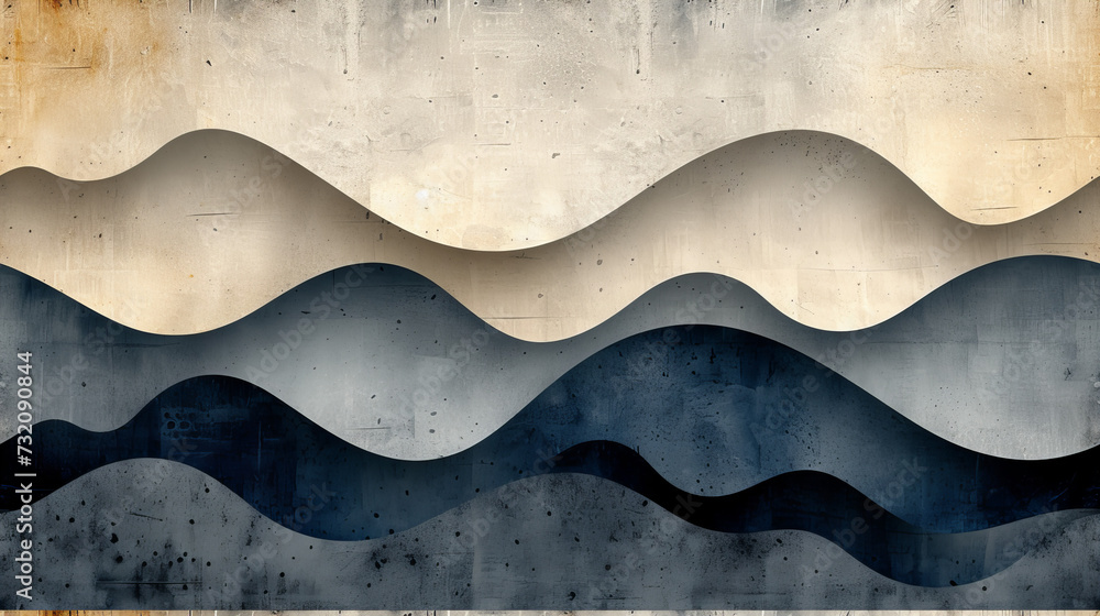 Painting of Waves on Concrete Wall Painting of Waves on Concrete Wall