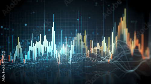 Stock market chart line concept, business chart on stock market background