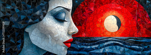  abstract painting with geometric forms figurative drawings retro expressionism elongated figures restrained expressionism wallpaper background digital art